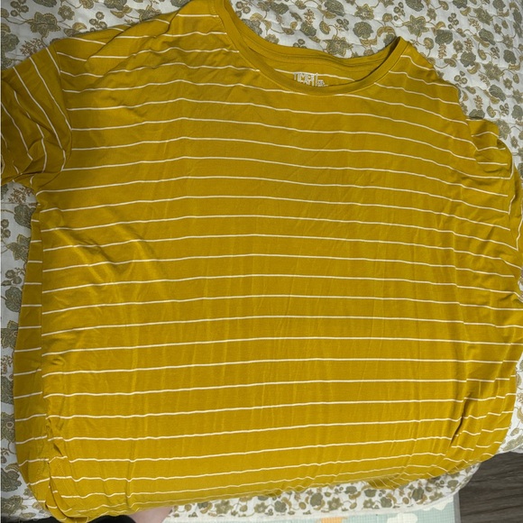 Time and Tru Tops - Time and Tru Mustard Striped Short Sleeve Tee